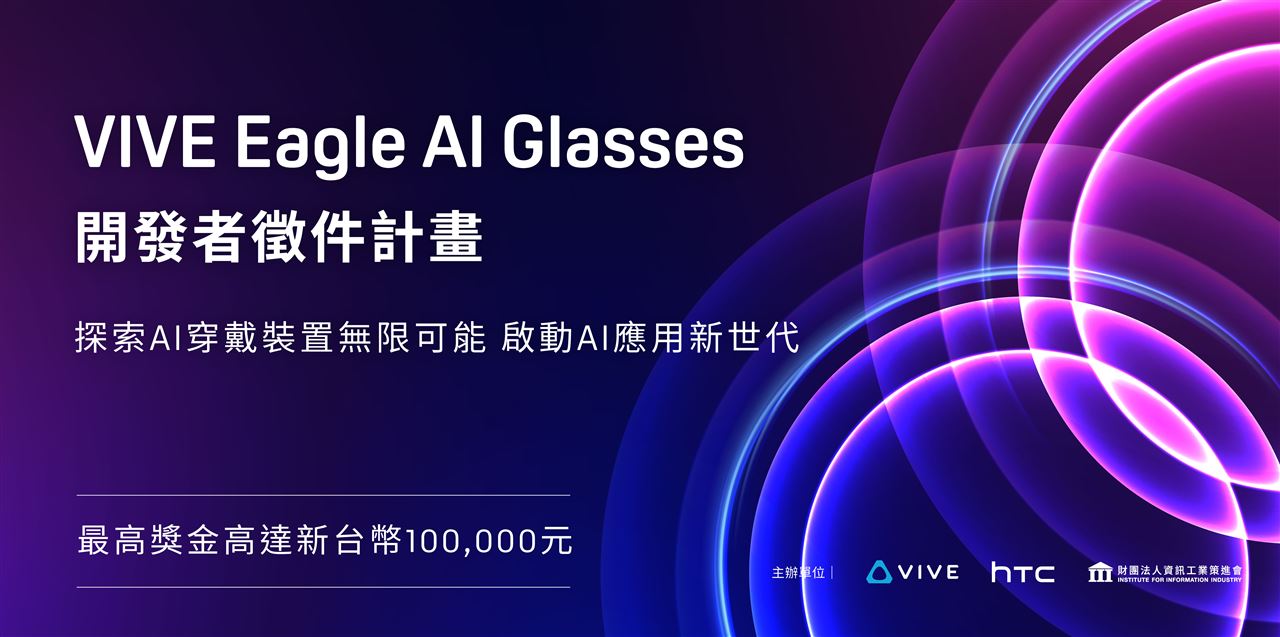 推動AI眼鏡應用創新　HTC展開VIVE Eagle AI Glasses開發者徵件計畫