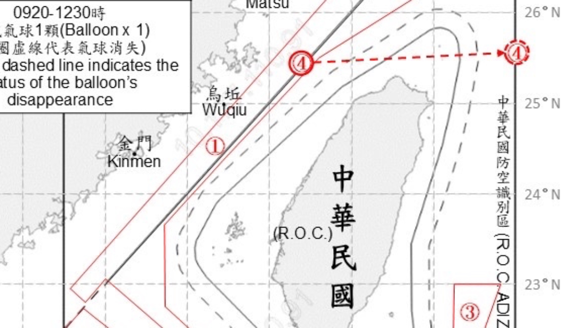 中國空飄氣球灰帶襲擾 23共機7艦船「聯合戰備警巡」侵犯海空域