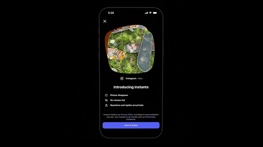 Instagram 推出「即時照片」（Instants）功能，與好友即時分享照片的新方式